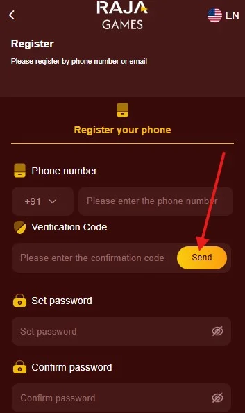 Click on the send button to confirm your account
